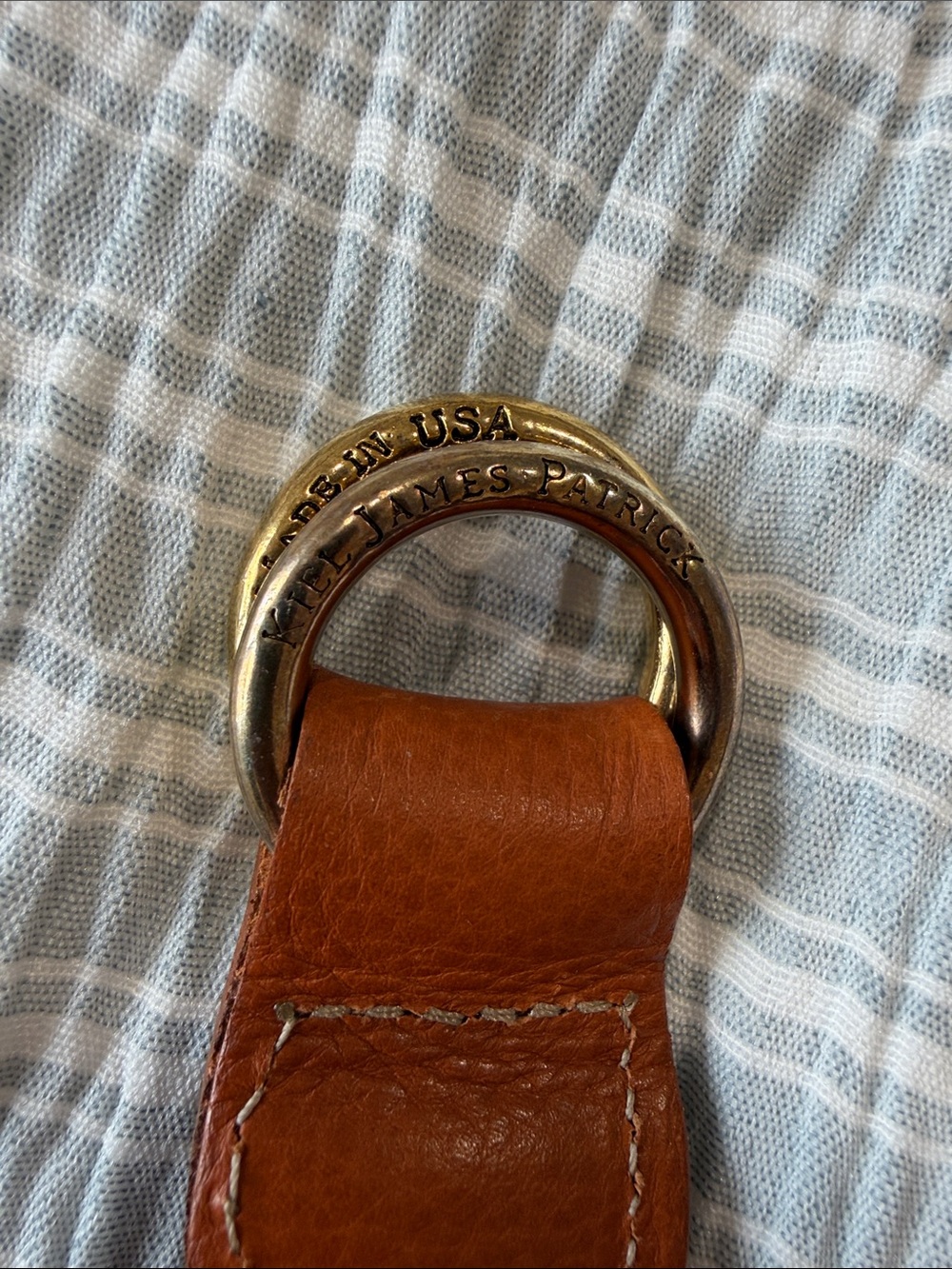 Kiel James Patrick X Brooks Brothers Navy & Tan Striped Reversible Men’s Belt - Picture 3 of 7